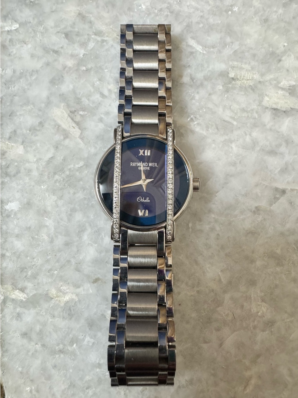 Raymond Weil Silver Bracelet Watch with Blue Dial and Crystal Accents